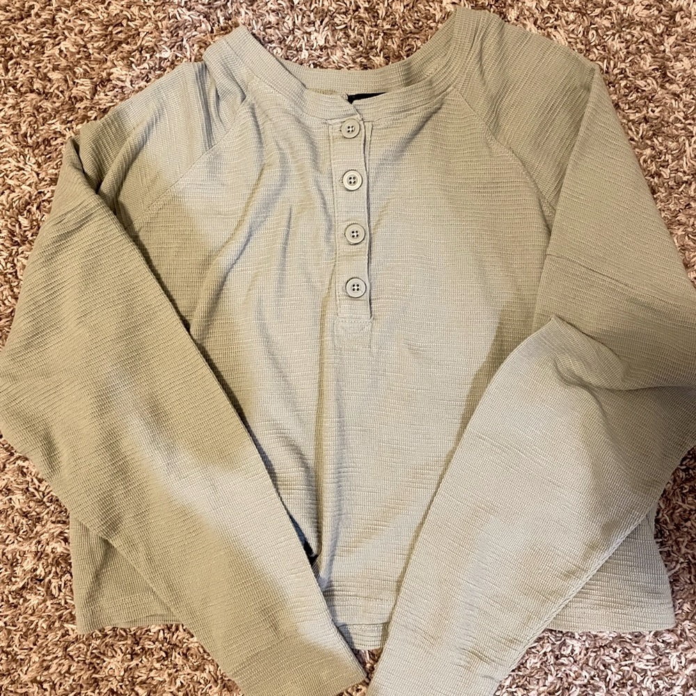 Sage green long sleeve crop top